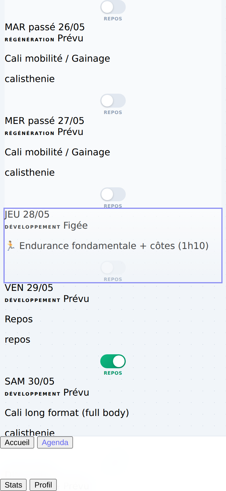 Agenda 7 jours